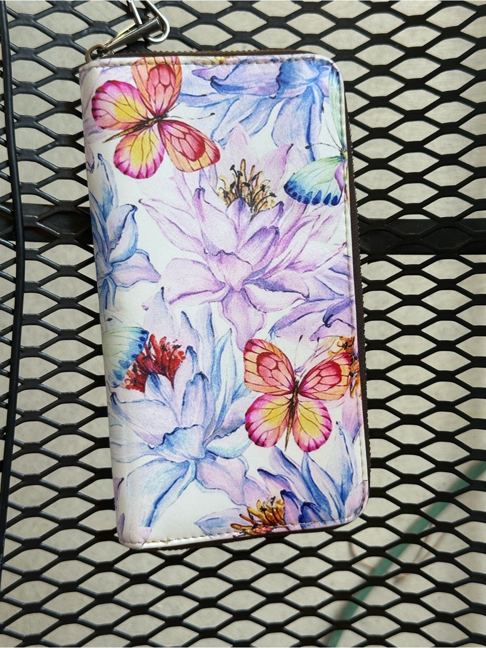 Butterfly Floral Zip Wallet in Pink & Purple